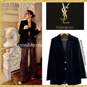 YSL French Velvet Blazer Made France Vintage Jacket Pea Coat Yves Saint Laurent